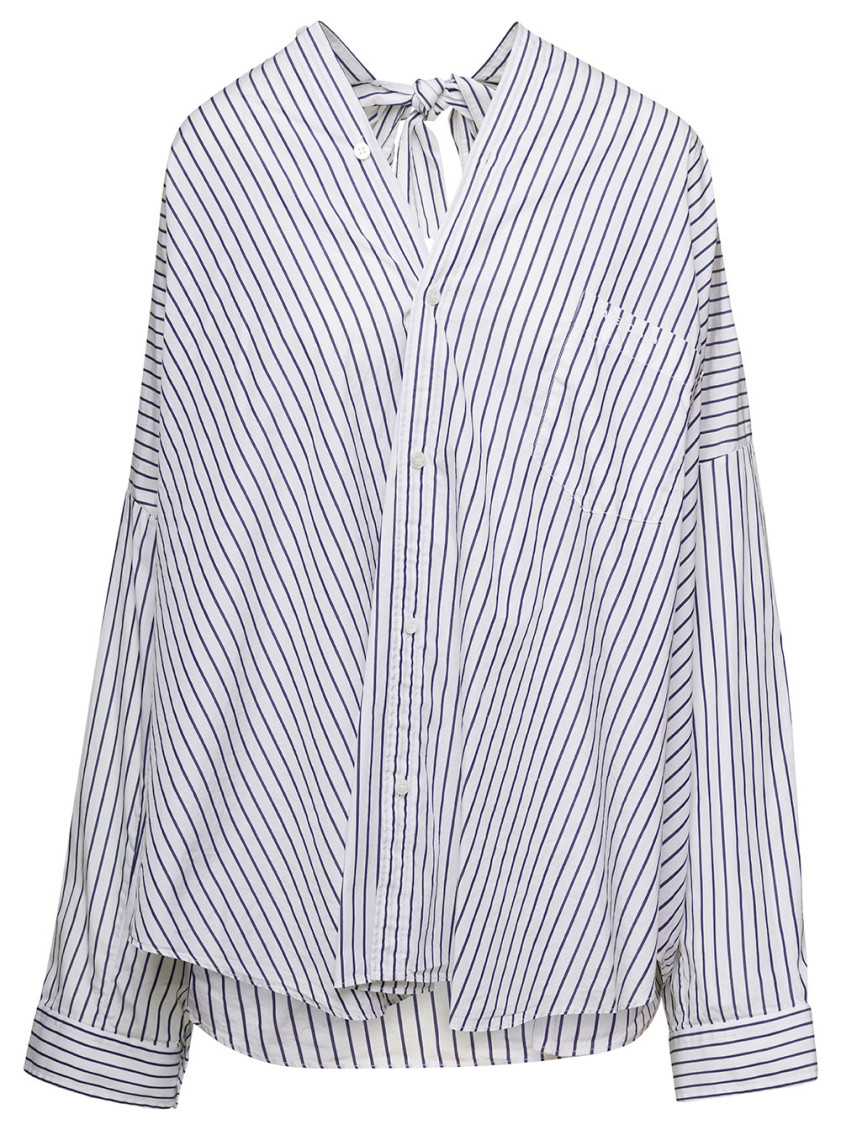 BALENCIAGA WHITE BOW STRIPED SHIRT 