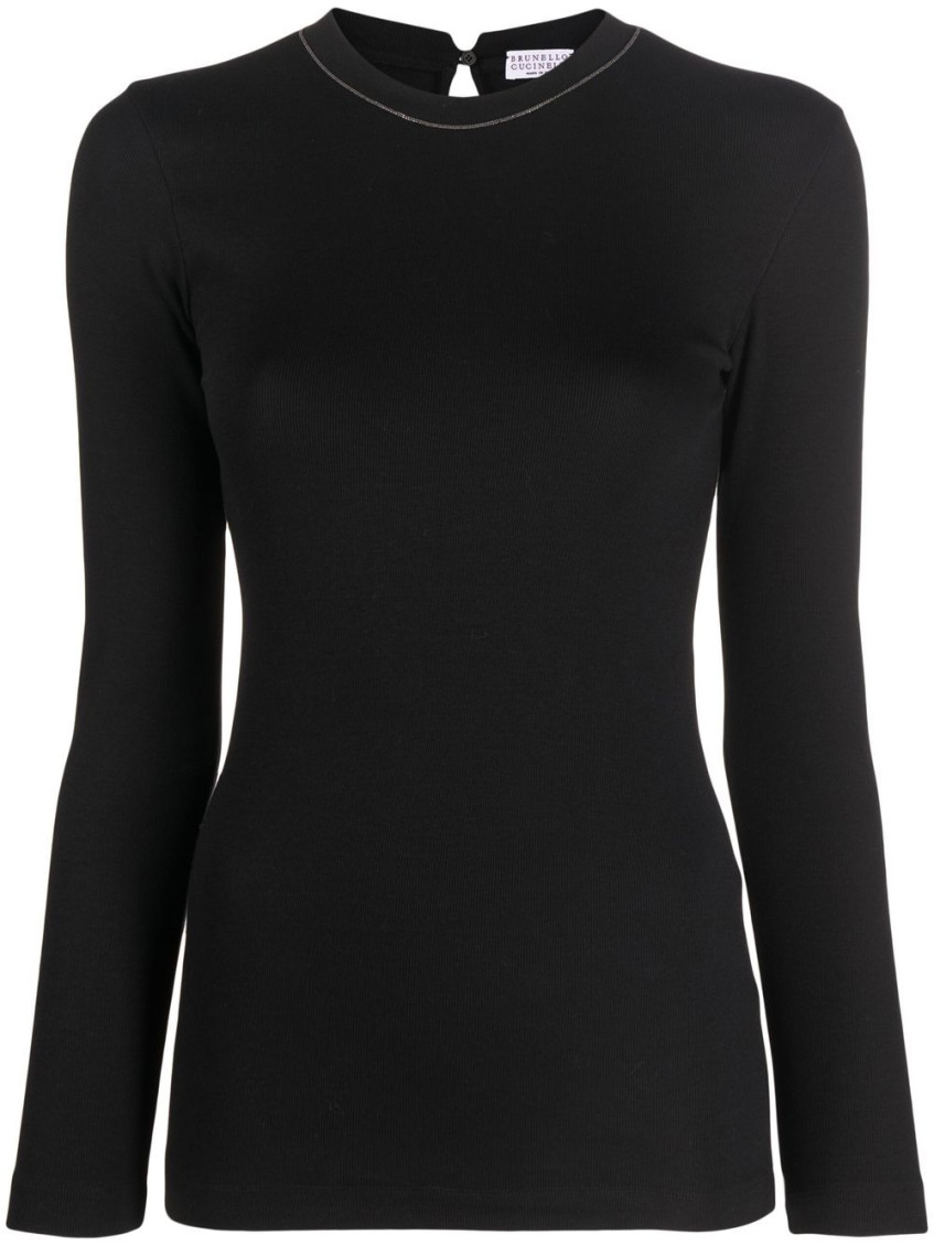 Brunello Cucinelli Women Cotton Crewneck Sweater In Black