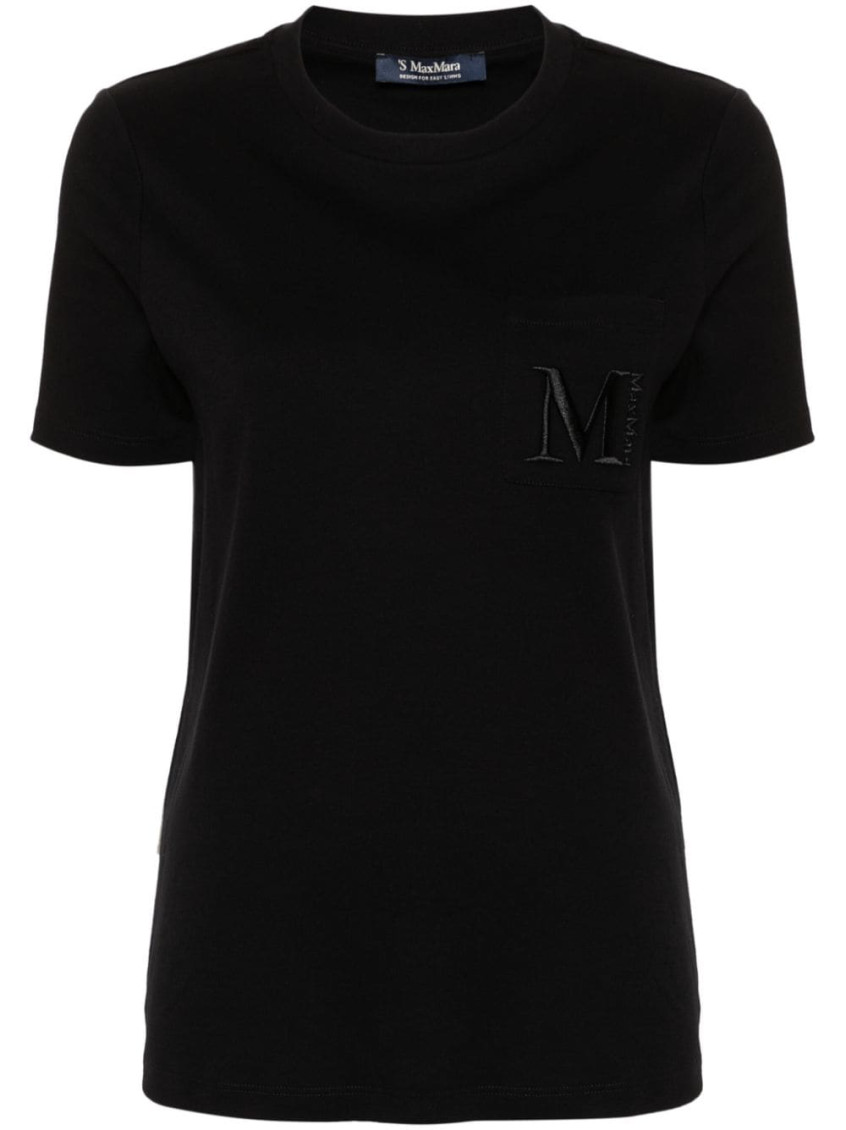 Max Mara Black Cotton T-shirt In Black