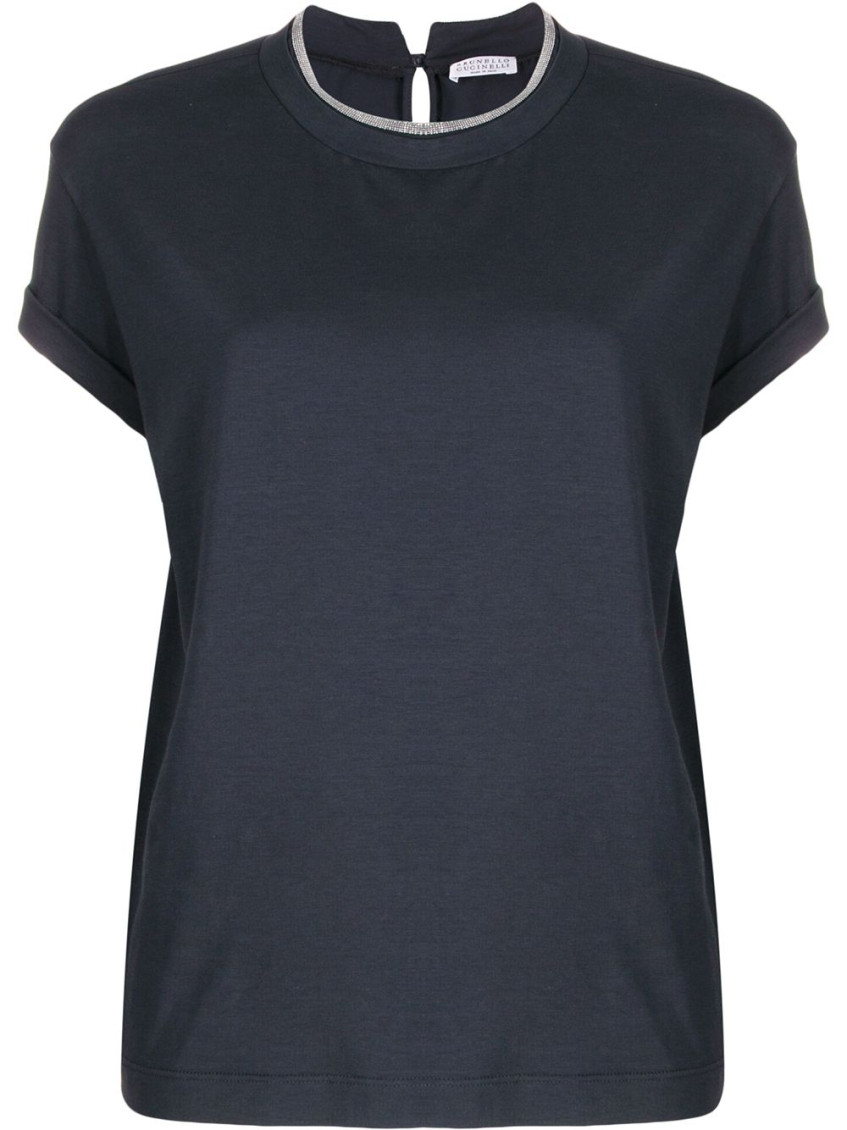 Brunello Cucinelli Embellished Crewneck T-shirt In Black