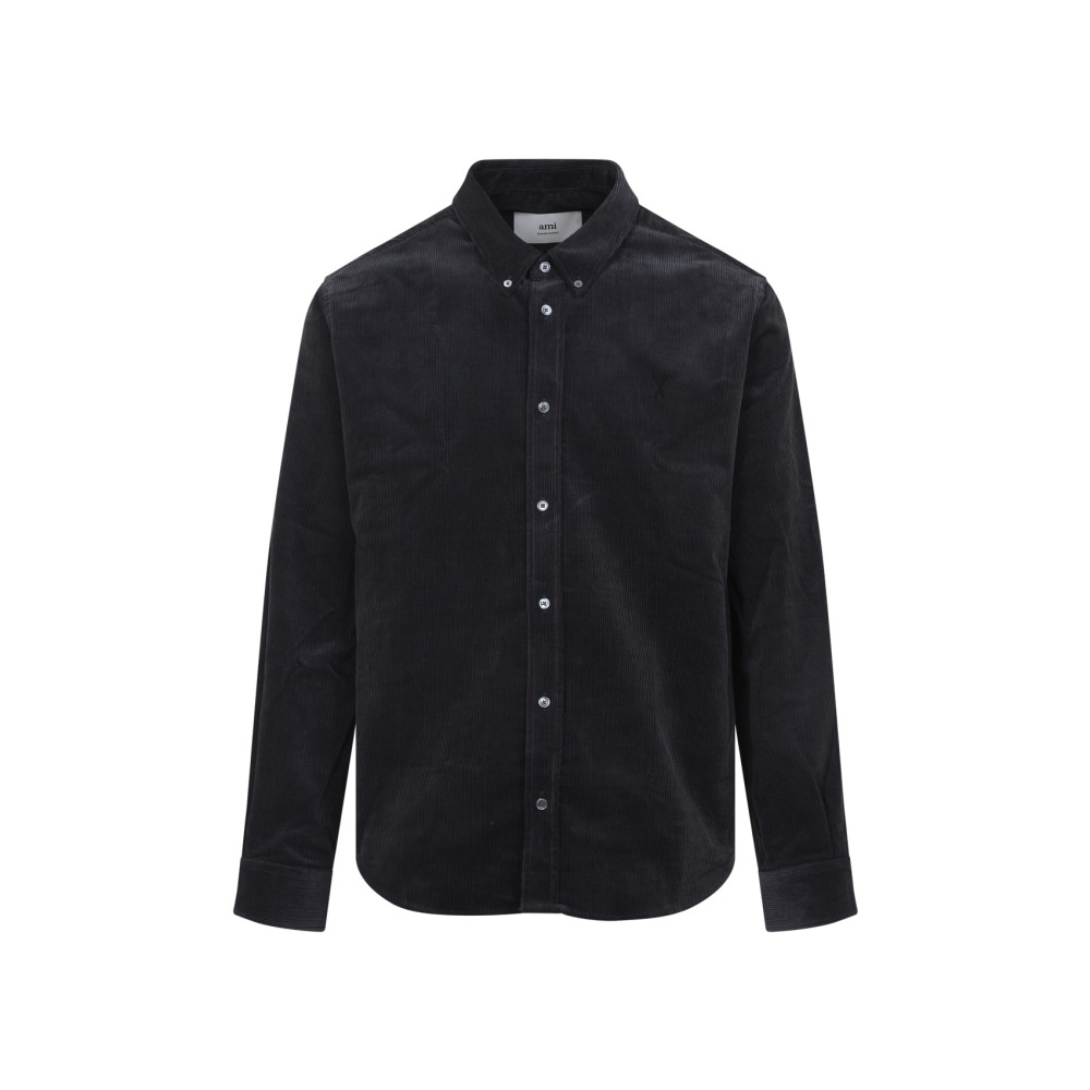 Ami Alexandre Mattiussi Black Cotton Shirt With Classic Button-down Collar In Black