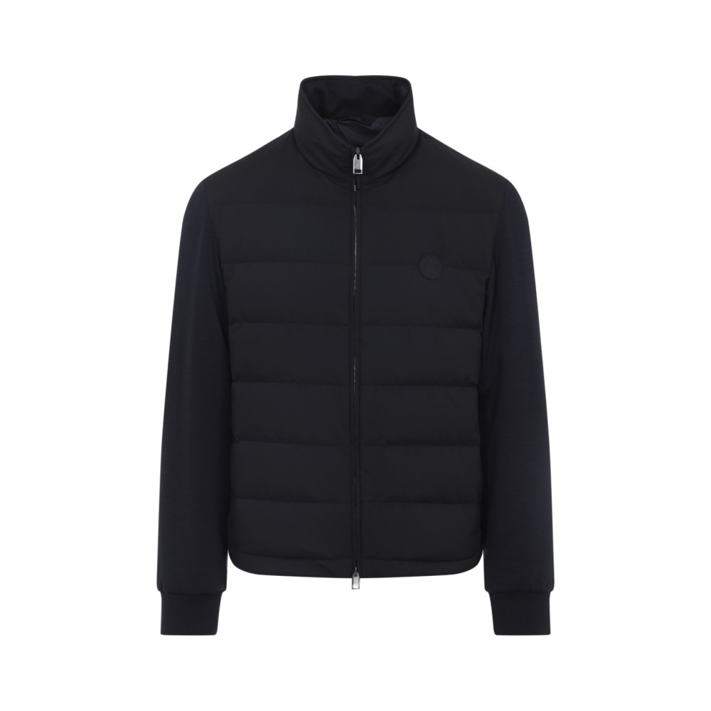 Brioni Tech Fabric Quilted Jacket In Black