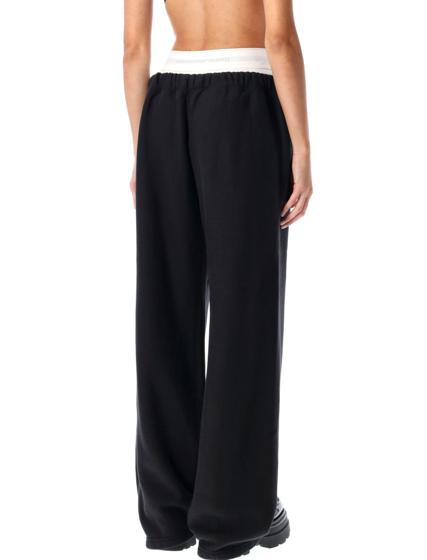 Alexander Wang Black Wide Leg W/ Logo Elastic Exposed Brief