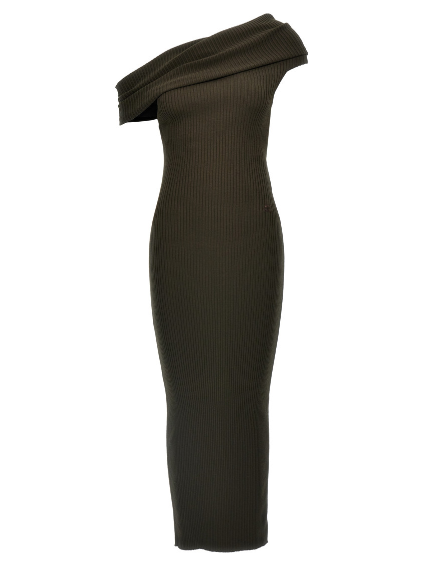 Courrèges Twist Rib Knit Long Dresses In Green