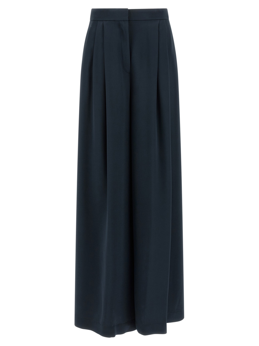 Pinko Wide Leg Pleated Trousers And Pockets In Blue
