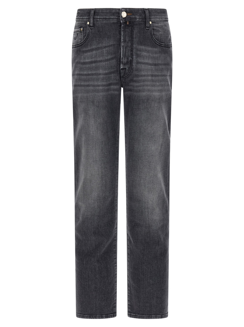Jacob Cohen Distressed Denim Trousers Five Pockets In Gray
