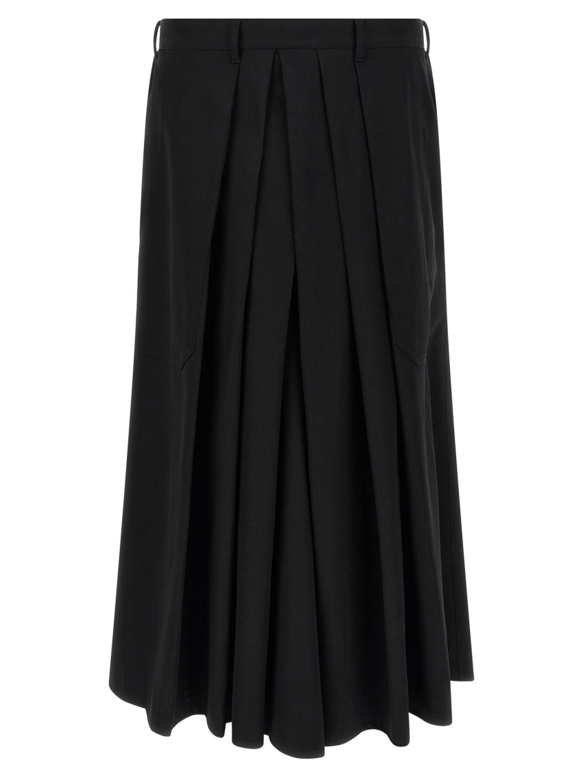 Yohji Yamamoto Pleated Trousers With Button And Belt Loops In Black