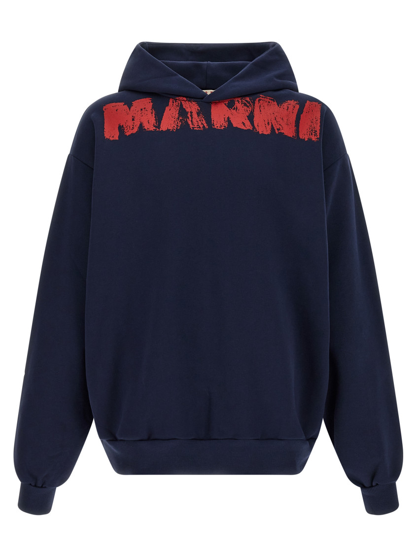 Marni Sweatshirt With Maxi Logo Print In Blue