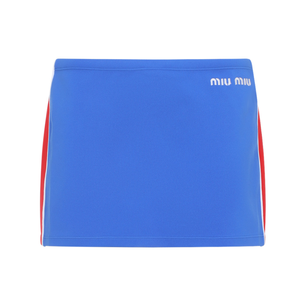 Miu Miu Blue Logo Embroidery Skirt for Women Online USA at Darveys.com
