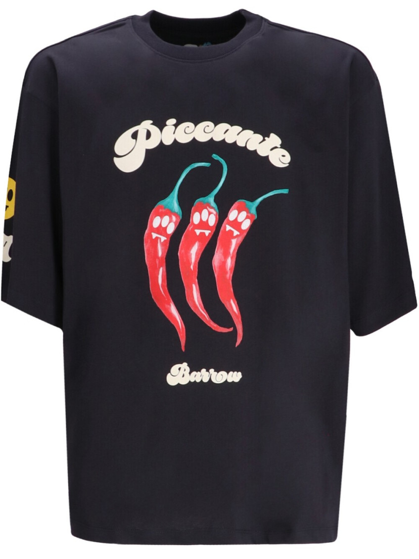 Barrow's Grey Crewneck Graphic T-shirt In Black