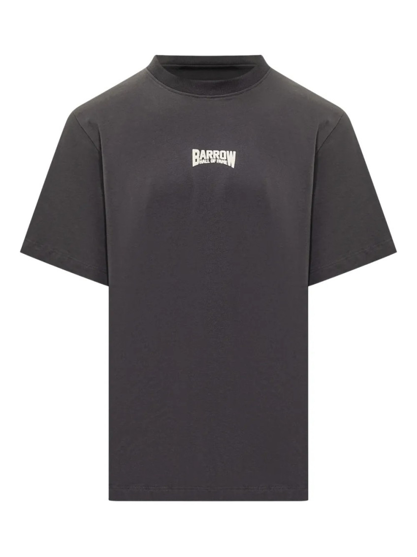 Barrow's Black Crewneck Logo Print T-shirt In Gray