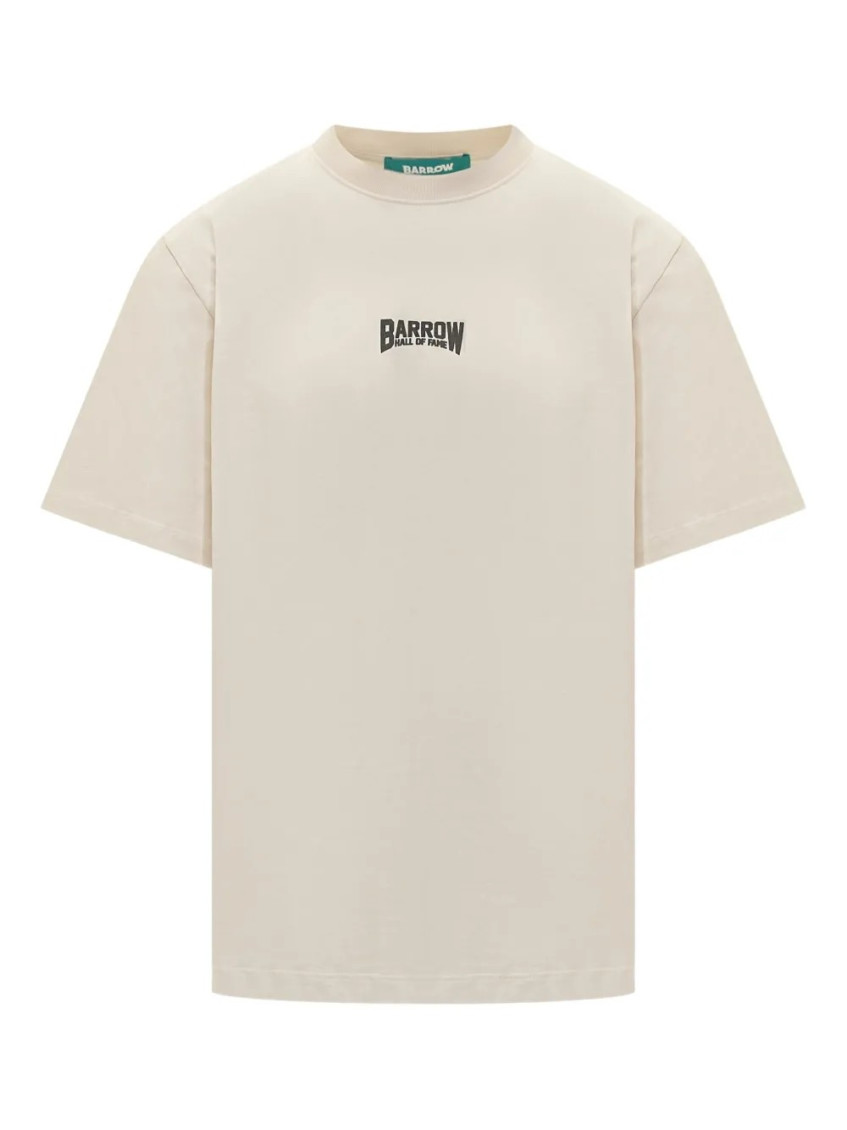 Barrow's Beige Crewneck Graphic Print T-shirt In Neutral