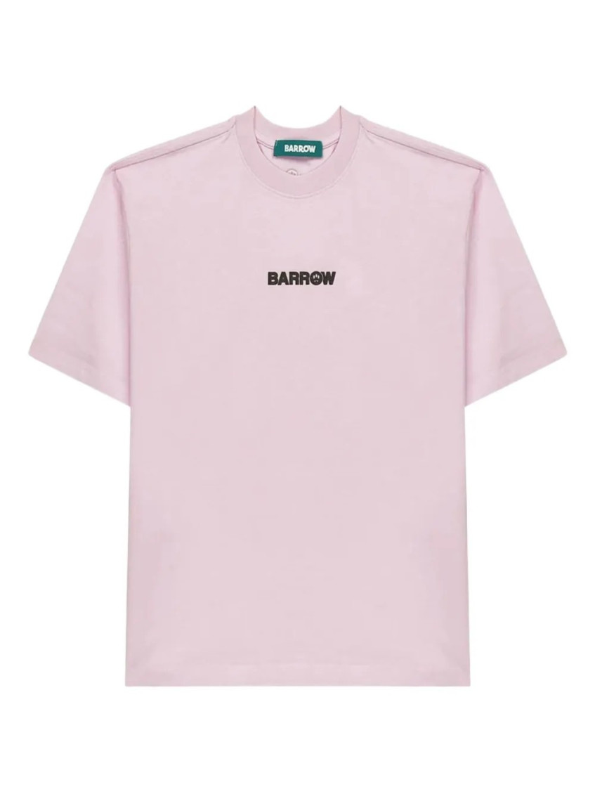 Barrow's Pink Crewneck Logo Print T-shirt