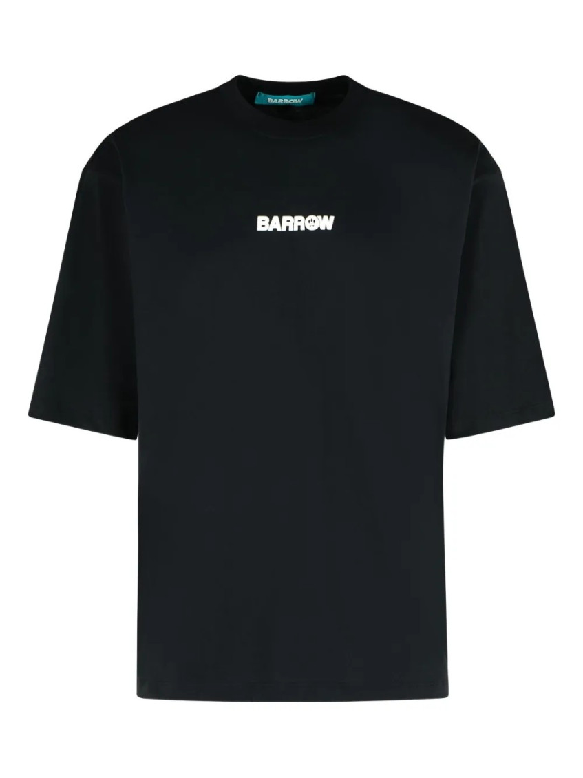Barrow's Black Crewneck Printed T-shirt