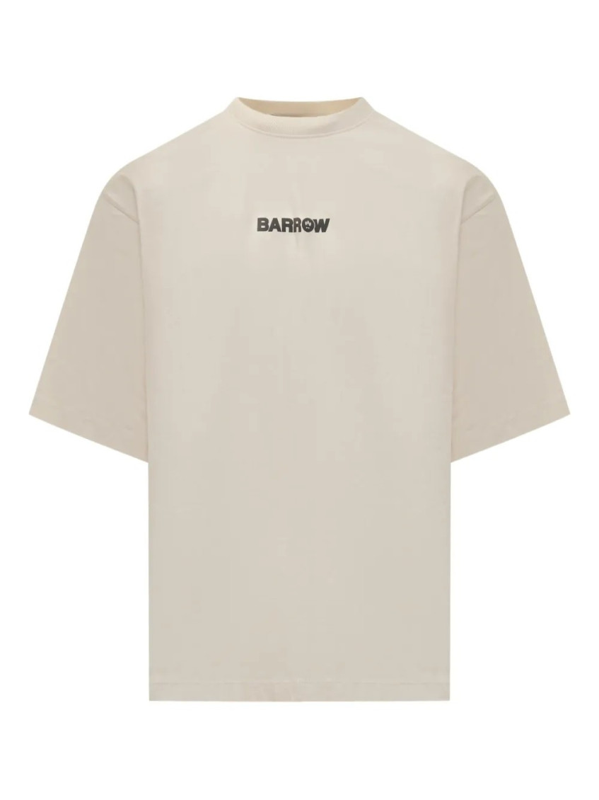 Barrow's Beige Crewneck Graphic T-shirt In Neutral