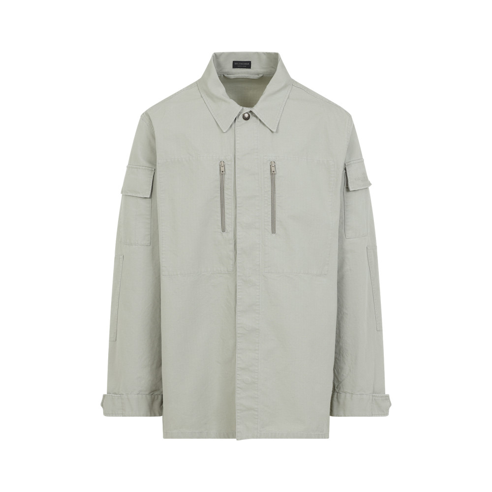 Balenciaga Men's Cotton Shirt Jacket In Beige