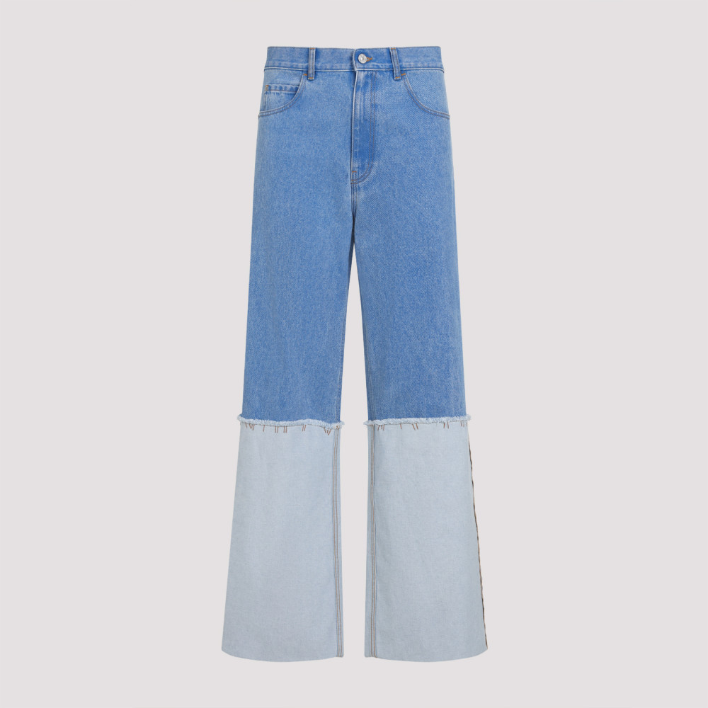 Marni Wide Leg Blue Jeans With High Turn-up In Light Blue