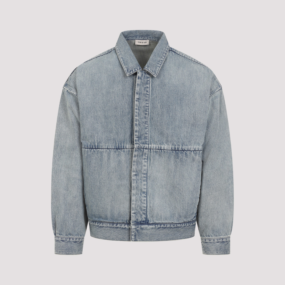 Fear Of God Denim Trucker Casual Jackets And Parka Blue In Light Blue