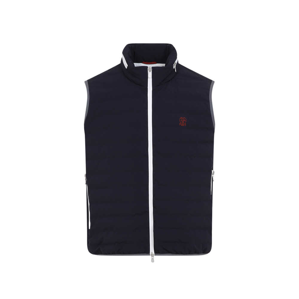 Brunello Cucinelli Padded Vest In Tech Fabric In Navy Blue