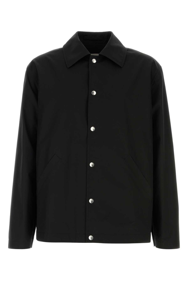 Jil Sander Poplin Jacket With Long Sleeves And Collar In Black