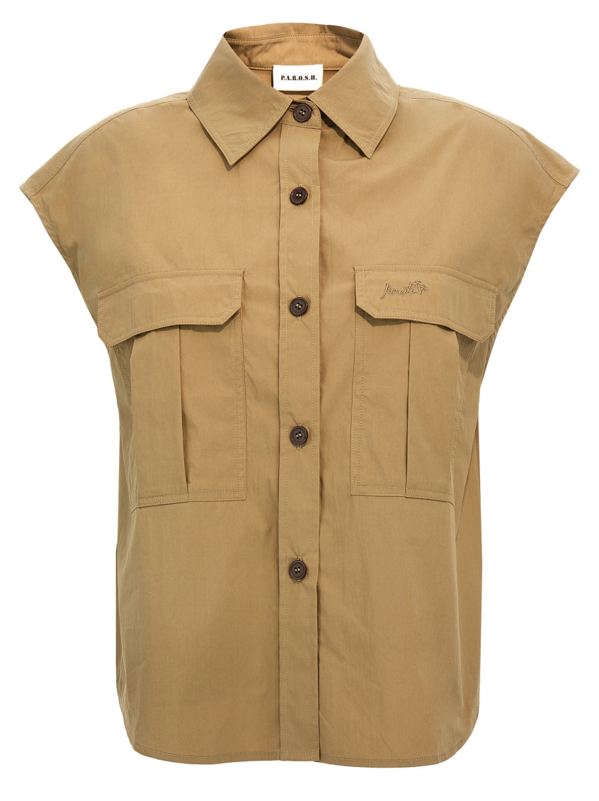 Shop P.a.r.o.s.h Beige Ninja Sleeveless Shirt