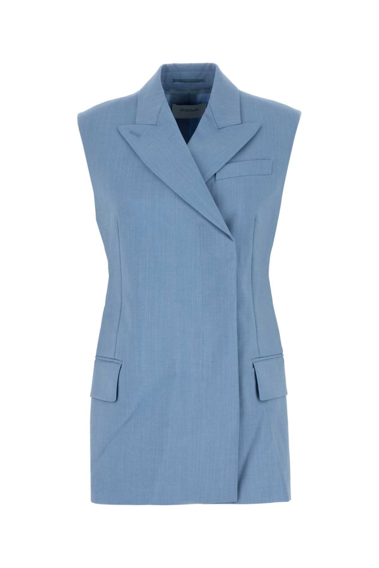 Sportmax Light Blue Wool Blend Ilex Vest In Light Blue
