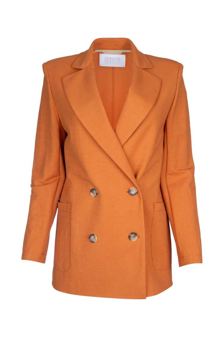 Shop Harris Wharf London Orange Double-breasted Blazer