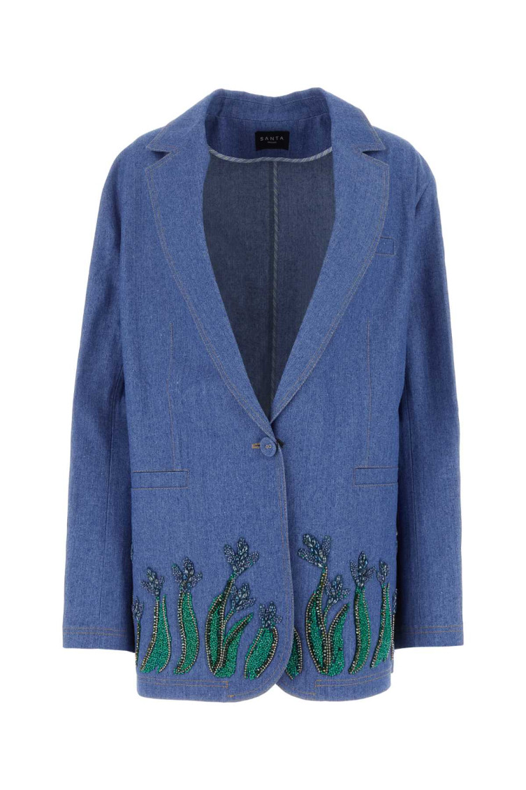 Santa Brand Denim Oversize Blazer In Blue
