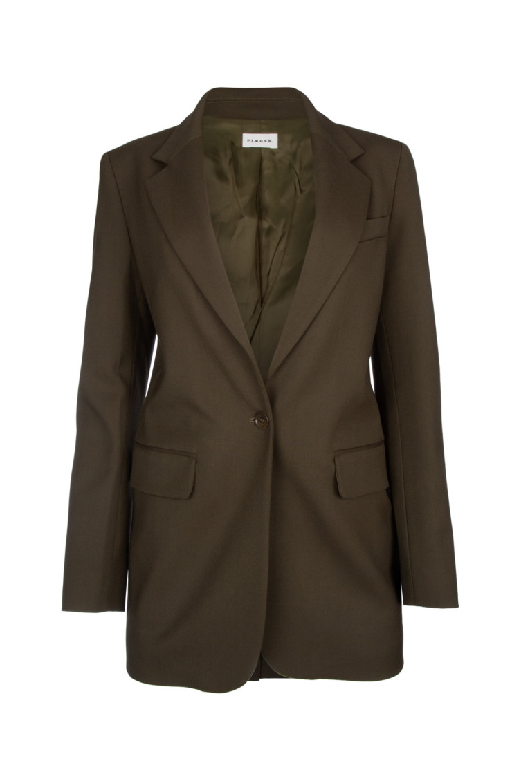 P.A.R.O.S.H BROWN SINGLE-BREASTED BLAZER