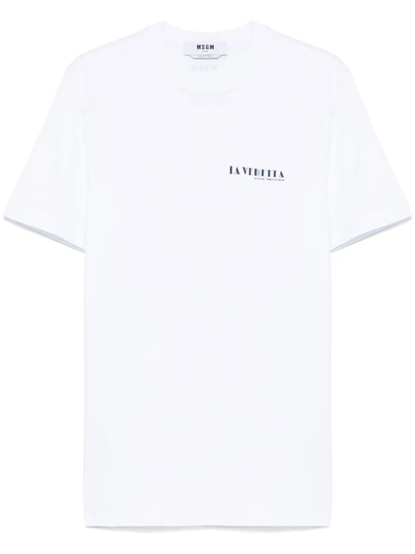 Msgm Graphic Print Crew Neck T-shirt In White