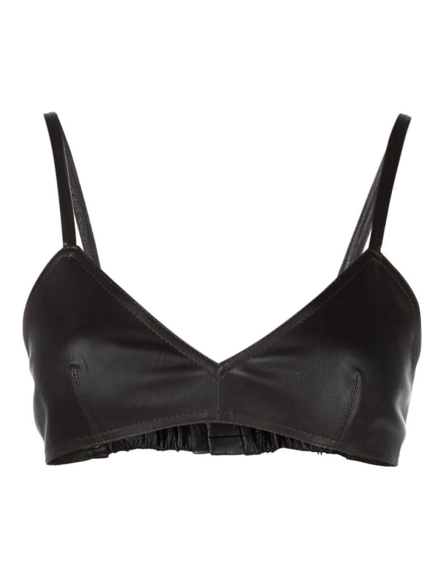 The Mannei Sierra Leather Cropped Tank Top In Black