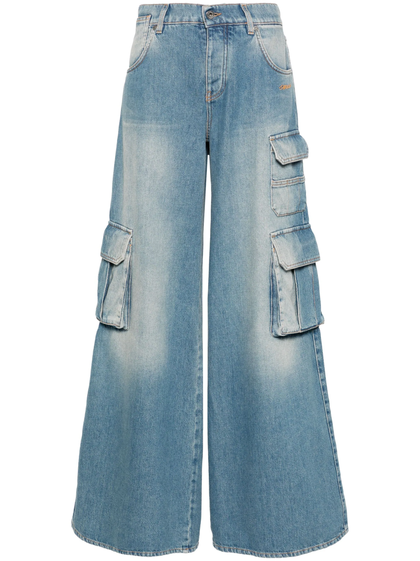 Off-white Light Blue Logo-embroidered Cargo Jeans In Light Blue