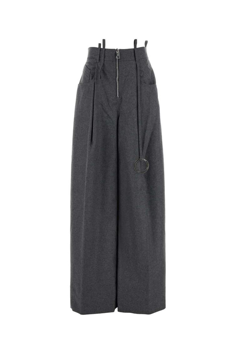 ATTICO DARK GREY WOOL BLEND PALAZZO PANT