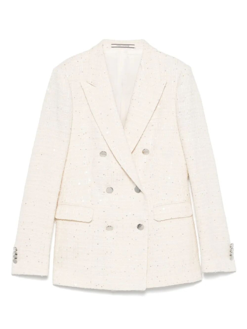 Tagliatore Parigi Double-breasted Blazer Micro-sequins In White