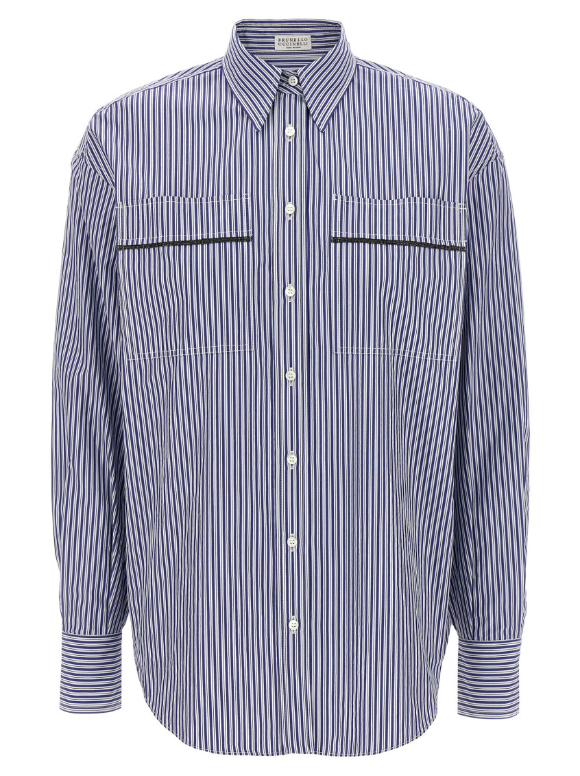 Brunello Cucinelli Monile Striped Shirt Shirt And Blouse Multicolor In Multicolor