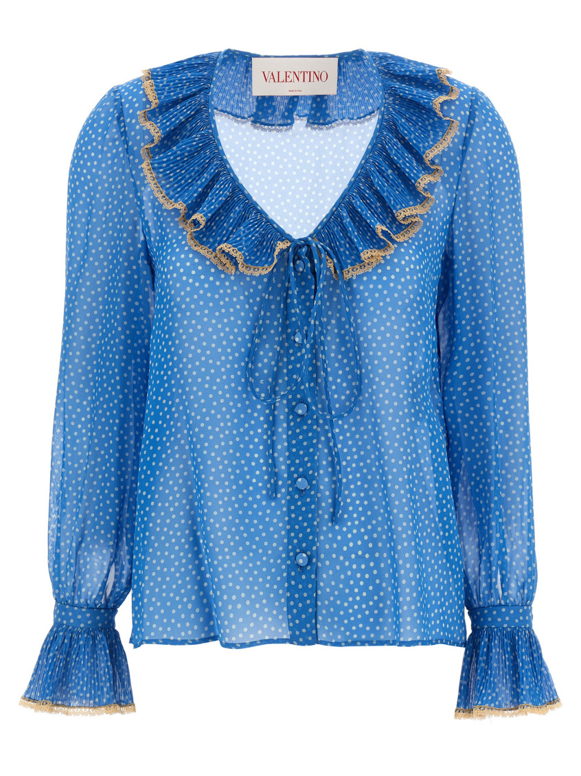 Shop Valentino Light Blue Silk Shirt