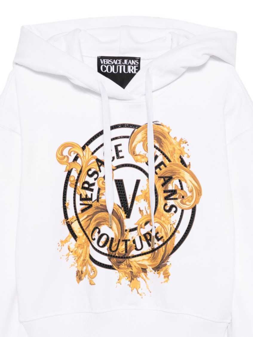 Versace Jeans Couture White Graphic Logo Detail Hoodie for Women