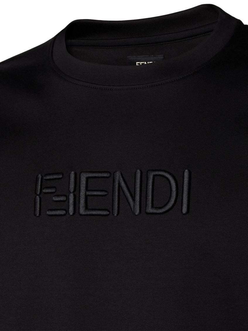 Fendi Black Cotton Slim Fit T-shirt for Men Online India at