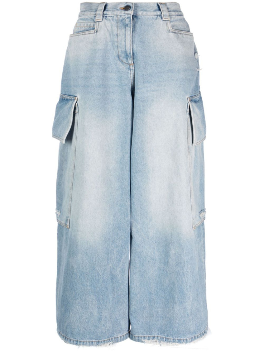 Palm Angels Blue Wide-leg Jeans In Blue