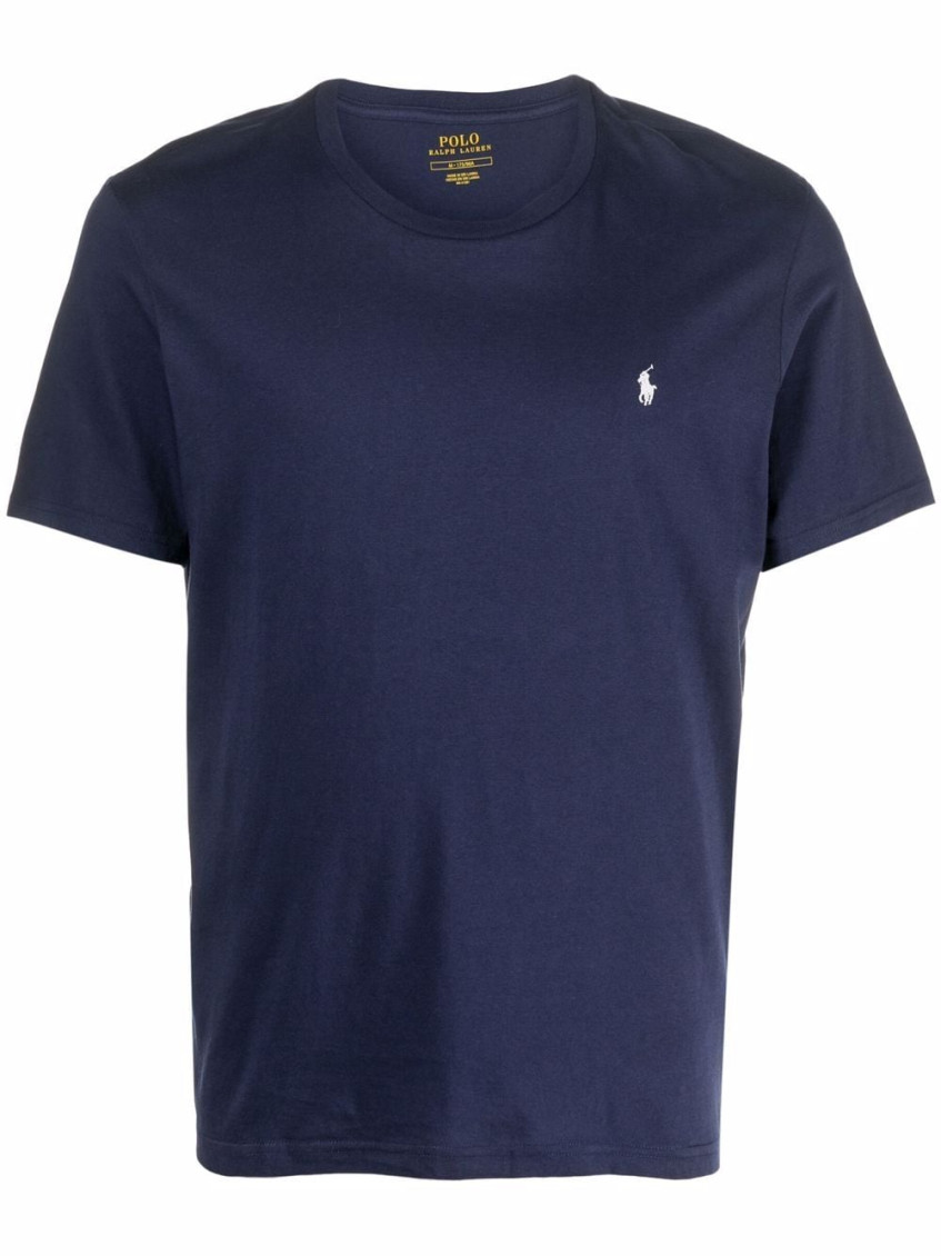 Polo Ralph Lauren Mens Newport Navy Neon Yellow Logo-embroidered Cotton-jersey T-shirt L In Navy Blue