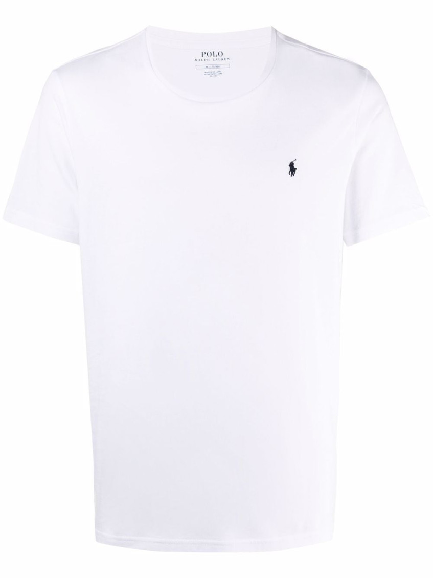 Shop Polo Ralph Lauren White Logo Embroidered T-shirt