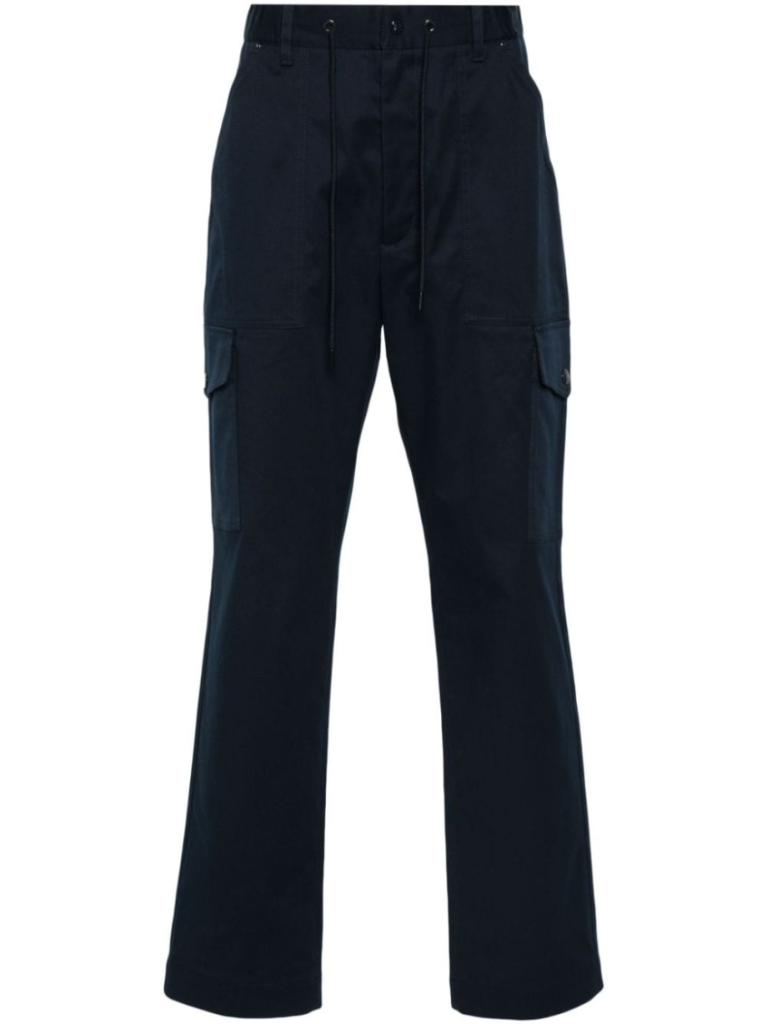 Shop Moncler Blue Cotton Cargo Trouser