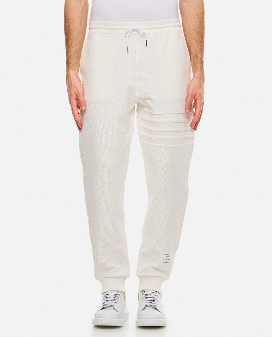 Thom Browne White Cotton Sweatpants With 4 Stripes Men