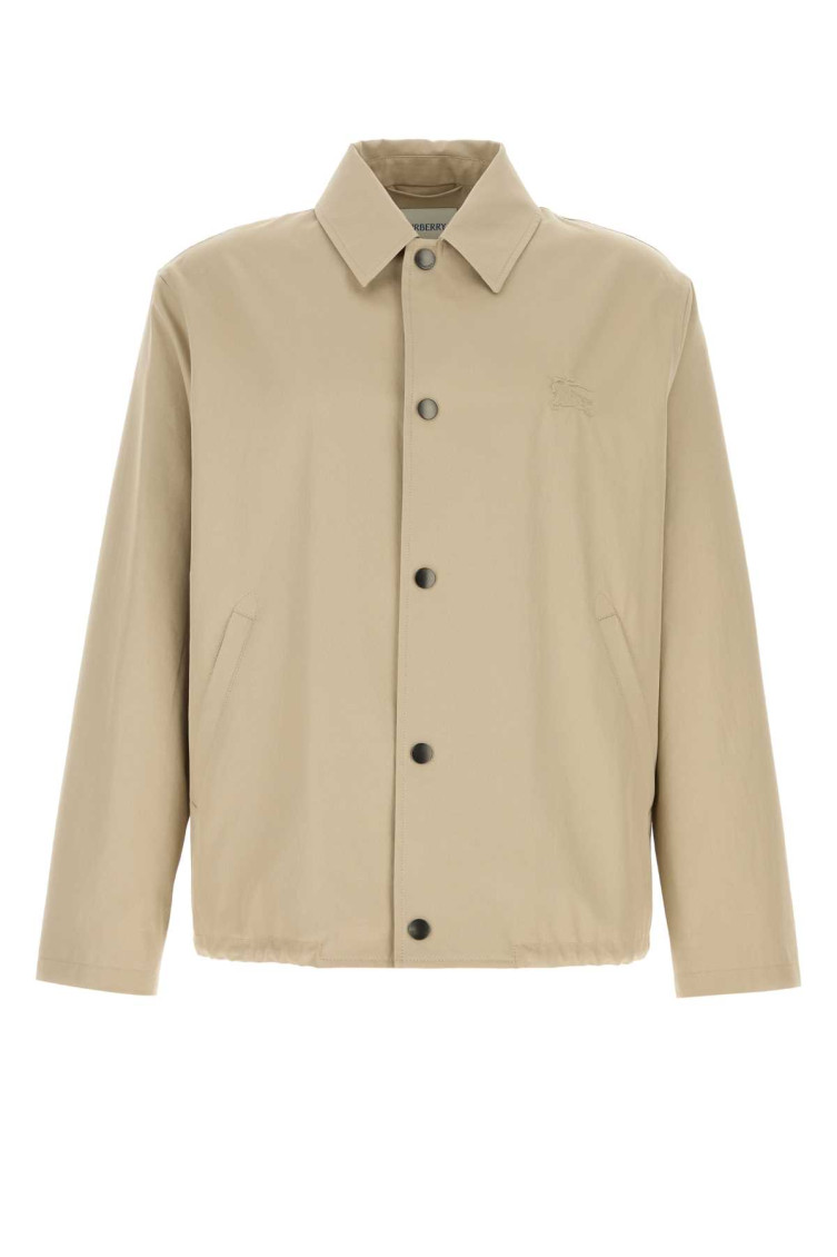 Burberry Gabardine Jacket With Collared Neck And Side Pockets