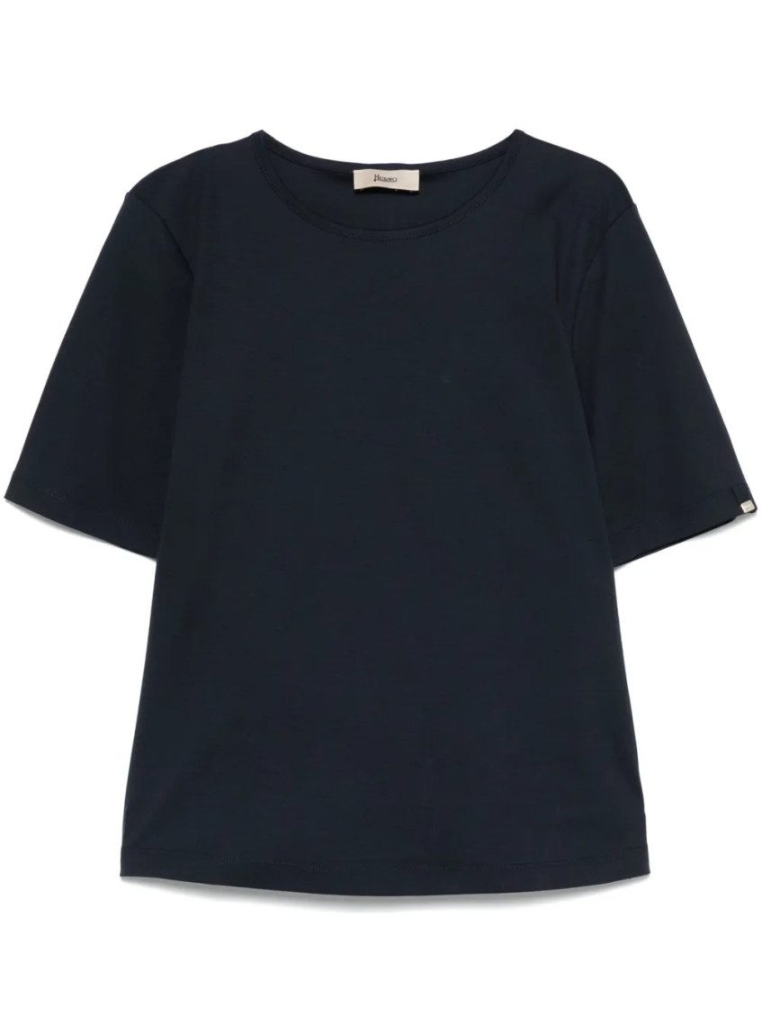 Herno Navy Blue Monogram Cotton T-shirt