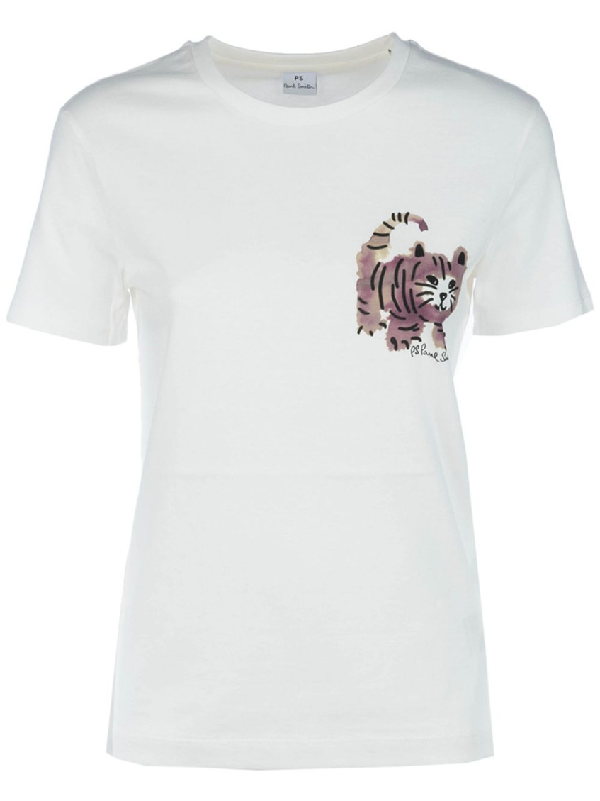 PS BY PAUL SMITH WHITE PADLOCKS COTTON T-SHIRT