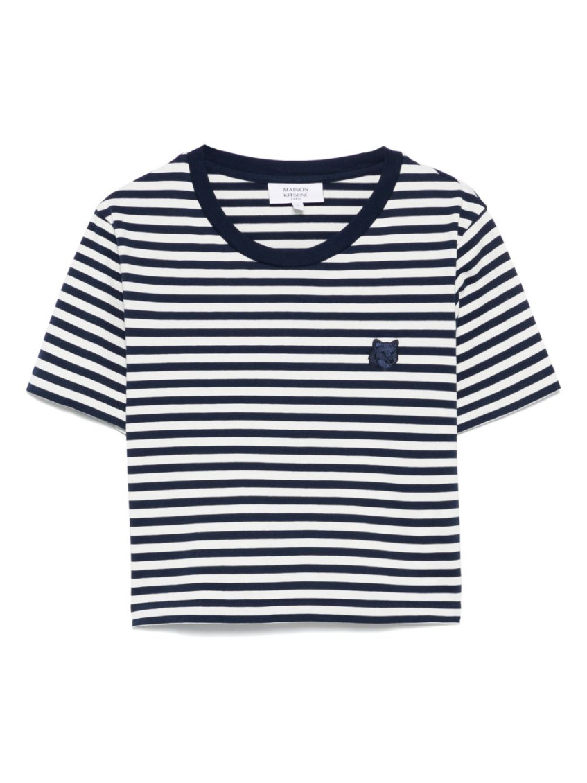 Shop Maison Kitsuné Blue/white Fox Head T-shirt