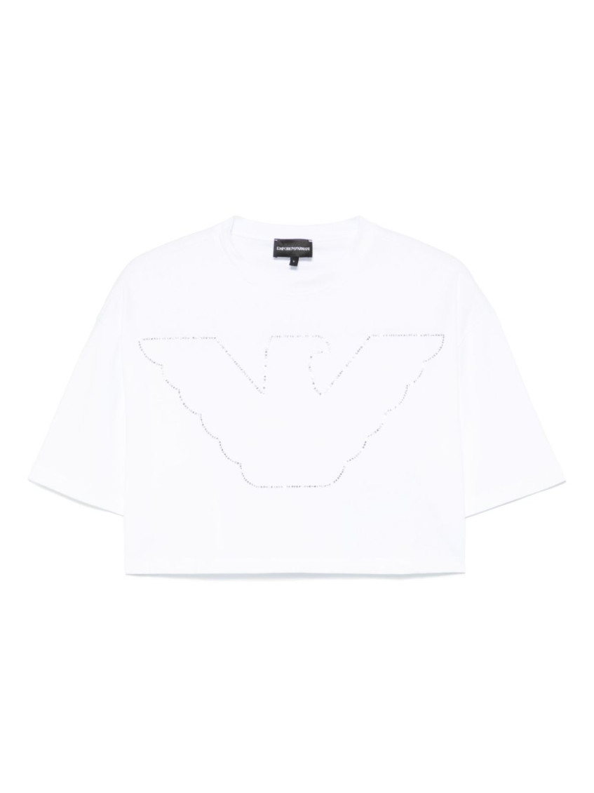 Emporio Armani Logo Cropped Cotton T-shirt With Crew Neck