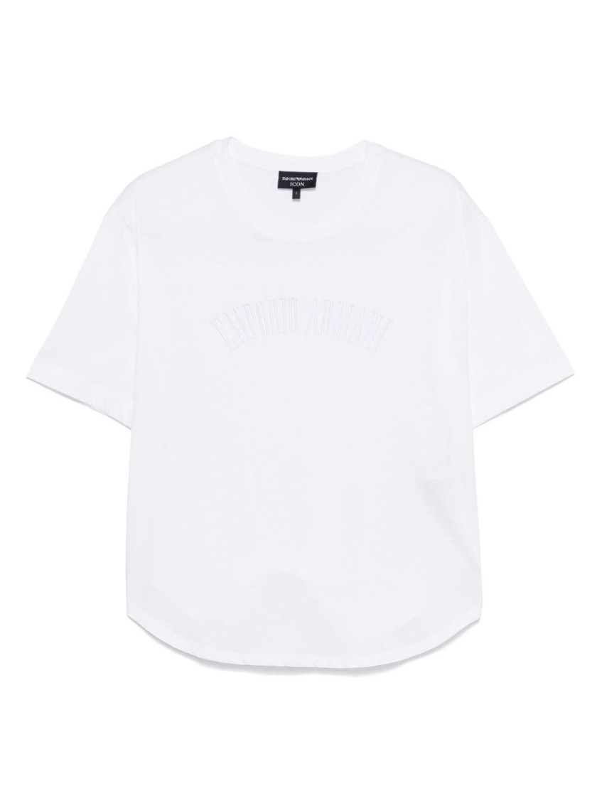 EMPORIO ARMANI WHITE LOGO-EMBROIDERED T-SHIRT