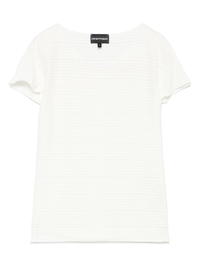 EMPORIO ARMANI WHITE RIBBED T-SHIRT